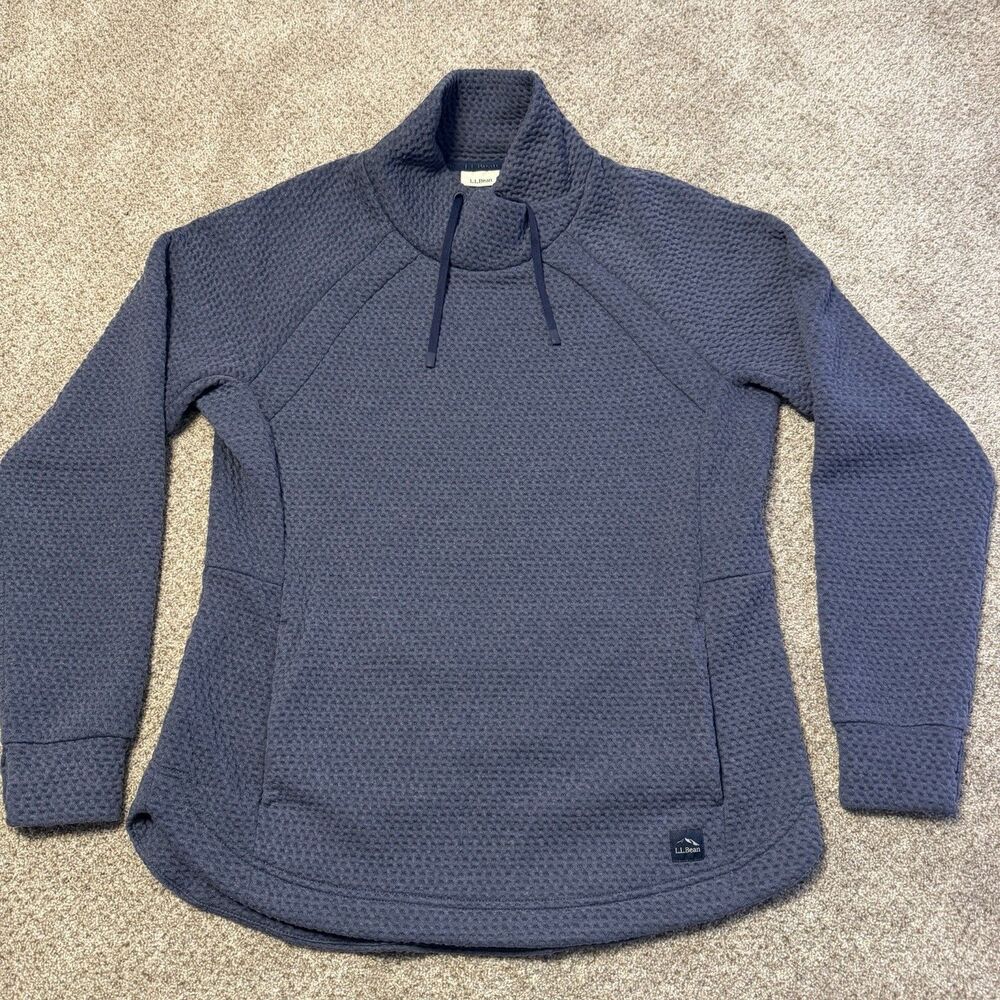 L.L. Bean Women's Ridgeknit Crossneck Pullover Nautical Navy Size Medium